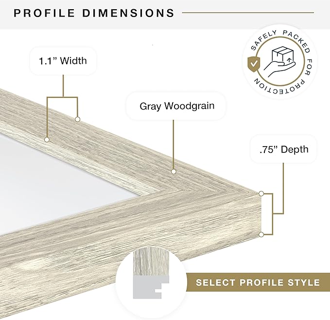 MCS Studio Gallery 16x24 Poster Frame Gray Woodgrain Engineered Wood, Vertical & Horizontal Wall Hanging Large Picture Frame for Photos, Posters & Art Prints (1-Pack)