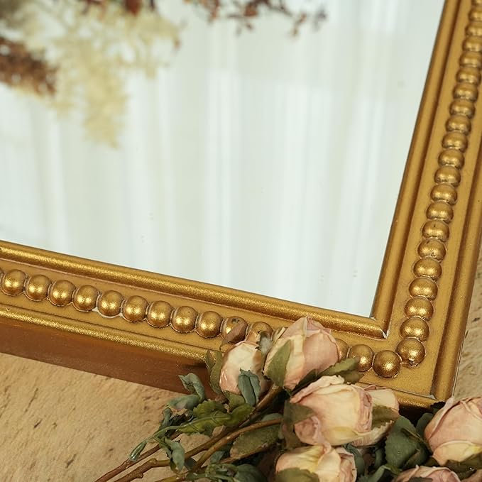 ZIYOO French Vintage Ornate Arched Wall Mirror, Gold Framed Decorative Mirror, Ornate Baroque Accent Mirror for Living Room, Bedroom, Entryway, Fireplace, 42.5" x 32"