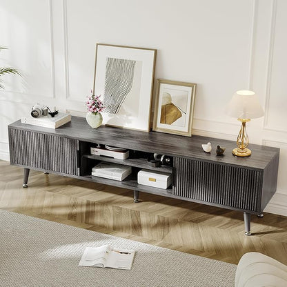 Airynee Mid Century TV Stand, Modern TV Console for TVs up to 70 Inches, Entertainment Center with Storage, TV and Media Consol, 62 Inch (Gray)