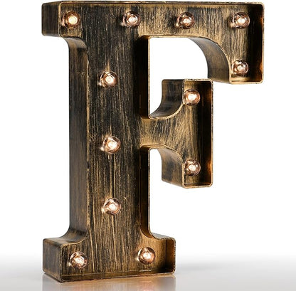 Pooqla Vintage Light Up Marquee Letters with Lights – Illuminated Industrial Style Lighted Alphabet Letter Signs - Coffee Bar Apartment Bedroom Wall Home Initials Decor A-Z
