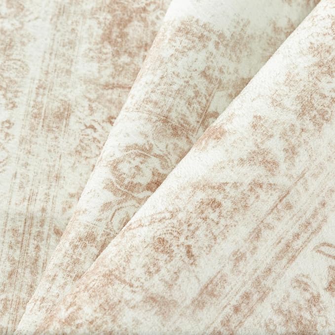PureCozy Runner Rug 3x10 Cream Hallway Washable Beige Carpet Non Slip Vintage Medallion Beige Carpet Low Pile Soft Distressed Retro Indoor Long Rug for Entryway Kitchen Bathroom Laundry Bedroom