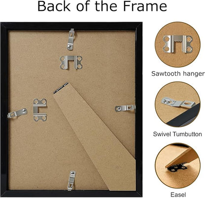 brisafe 8x10 Picture Frames Set of 6, Display Pictures 5x7 With Mat or 8x10 Without Mat, Multi Photo Frames for Gallery, Wall Mounting or Tabletop, Mothers Day Gifts, Black