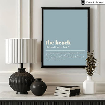 Poster Master Definition of The Beach Print - Typography Poster - Dictionary Art - Minimal Gift for Men & Women - Decor for Bedroom, Living Room or Dorm - 8x10 UNFRAMED Wall Art