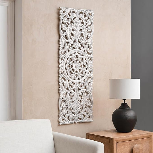 JFY Designs Wall Medallion - Wooden Wall Decor, Hand Carved & Embossed Decorative Wall Sculpture, Boho Farmhouse Wall Art, Perfect for Home, Office or any Living Space