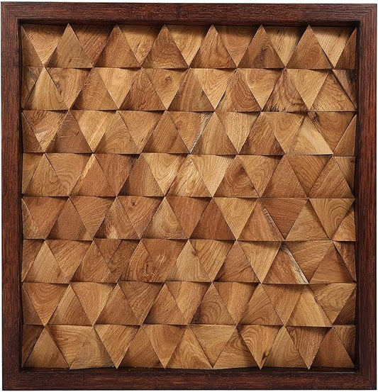 CONSDAN Wood Wall Decor | USA Grown Hardwood, Rustic Wooden Wall Art, Home Decorations for Living Room and Bedroom Aesthetic, Framed and Ready to Hang, Triangle, 18" x 18"