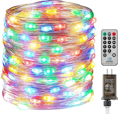 Minetom Fairy Lights with Remote, 66 Feet 200 Led Firefly String Lights Plug in for Bedroom Home Wall Ceiling Christmas Tree Wreath Craft Wedding Party Indoor Outdoor Decoration, Multicolor