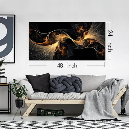 Ouzzlie Abstract Wall Art for Bedroom Black Canvas Wall Decor for Living Room Modern Picture Artwork Big Print Home Office 24" x 48"
