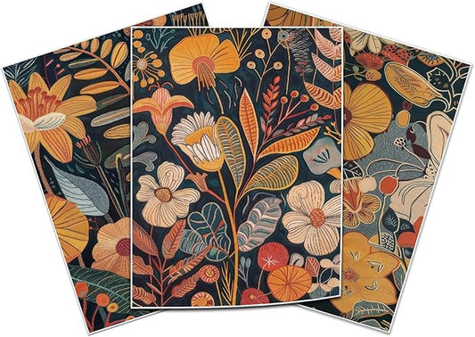 TBKHUDBI Burnt Orange Floral Canvas Wall Art,Mid Century Modern Wall Decor,Boho Terracotta Flower Picture Prints Poster Painting Artwork Set Of 3 For Living Room Bedroom Office 16x24 Unframed