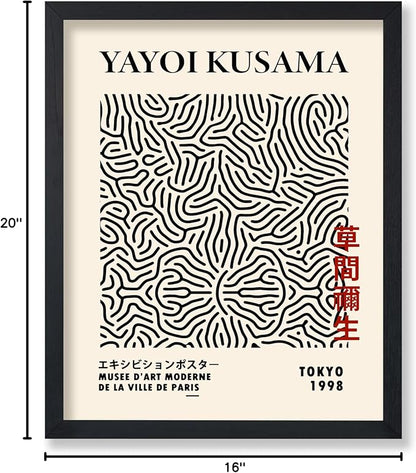 Poster Master Vintage Poster - Retro Pop Art Print - Gift for Artist, Friend - Nets, Tokyo, Black, Modern, Abstract Line - Wall Decor for Living Room, Office, 16x20 Black Framed