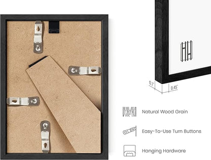 HAUS AND HUES 4x6 Black Oak Frame Set of 4 - Rustic Wooden Photo Holders for Gallery Display