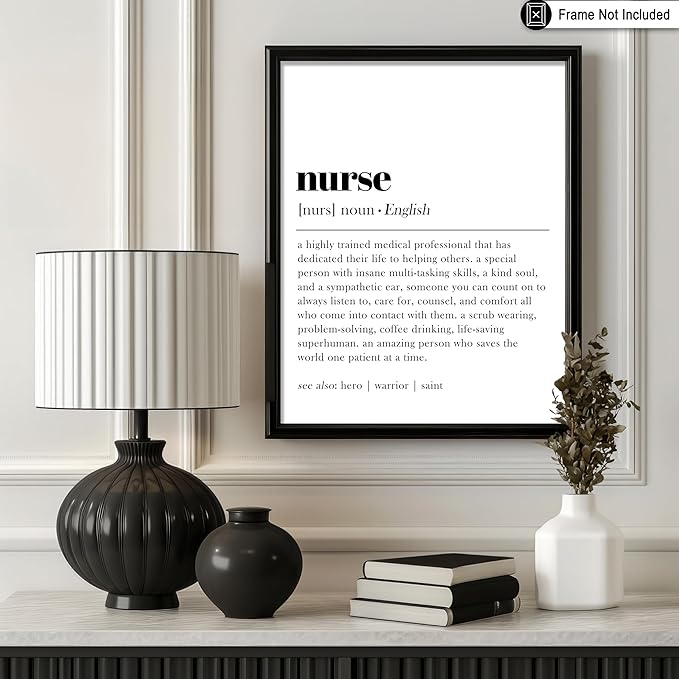 Poster Master Definition of Nurse Print - Typography Poster - Dictionary Art - Minimal Gift for Him, Her & Nurse - Decor for Hospital, Bedroom or Dorm - 16x20 UNFRAMED Wall Art