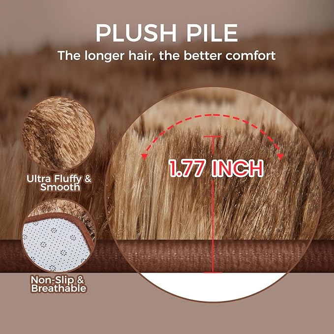 Ultra Soft Rug for Living Room, 6X9 Fluffy Shag Area Rug for Bedroom, Modern Shaggy Carpet Fuzzy Rug for Teens Dorm Nursery Home Decor Aesthetic, Upgrade Anti-Skid Durable, Tie-Dyed Coffee