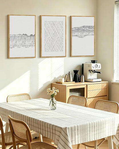 PHOPAGO Gray Abstract Framed Wall Art Large 16x24in Mid Century Minimalist Wooden Pastel Boho Wall Decor Modern Neutral Farmhouse Rustic Art Decor - Natural Framed