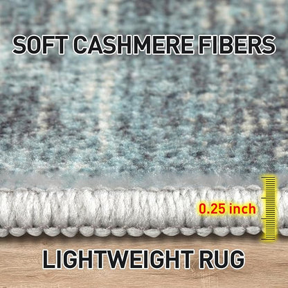 2'6''x8' Runner Rugs Washable Rug: Modern Abstract Hallway Runner Rug Indoor Soft Low Pile Thin Carpet Anti-Skid Non-Shedding Carpets for Kitchen, Entryway, Laundry, Bedroom - Green Multi