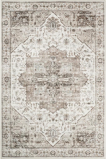 6x9 Area Rugs, Anti-Slip Backing Washable Rug, Stain Resistant Rugs for Living Room Dining Room,Vintage Room Decor Large Rug (Brown,6'x9')