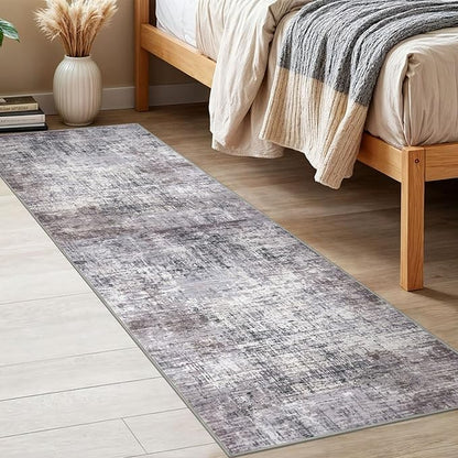 KILOCOCO Modern Abstract Runner Rug 2x6 ft Washable Hallway Runner Rug Non Slip Soft Pinted Kitchen Runners for Hallways Entryway Bedside Laundry Room Floor Runners, Grey/Beige