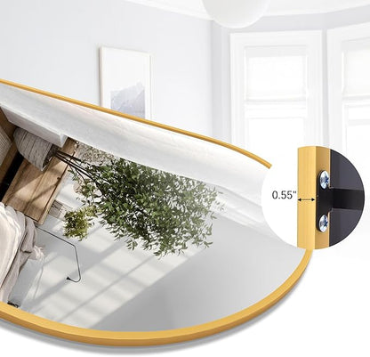 Rowjut Floor Full Length Mirror, Arched Mirrors Full Length 76"x34" Freestanding Large/with Aluminum Frame & Wall Mounted & Hanging or Leaning & Full Body Mirror for Bedroom, (Gold)
