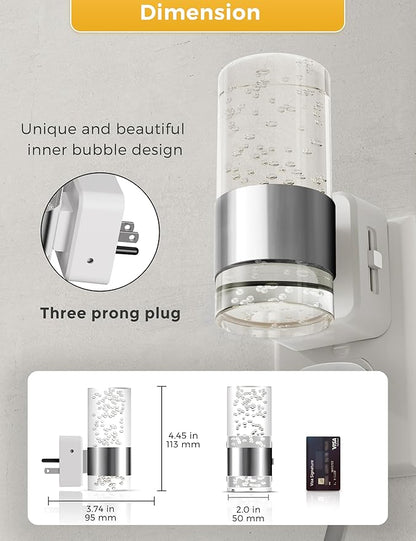 L LOHAS LED Night Light,Dimmable Night Lights Plug into Wall, 2 Pack Acrylic Nightlights with 0-100 LM Adjustable Brightness, Amber Plug in Night Light with Dusk to Dawn Sensor, for Bathroom Hallway