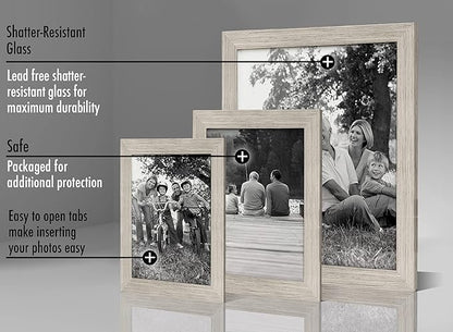 Americanflat Set of 10 Picture Frames with Shatter-Resistant Glass - Gallery Wall Frame Set with Two 8x10, Four 5x7 and Four 4x6 Frames - Signature Collection - Driftwood