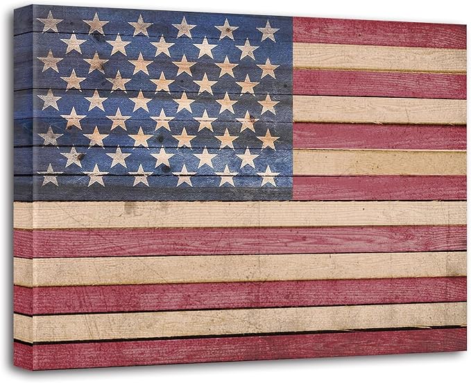 Berlun American Flag Wall Decor - Vintage Patriotic Canvas Wall Art for Home, Office, or Outdoor - USA Flag Wall Hanging for Independence Day, 4th of July, Memorial Day -AL-11 ﻿ ﻿
