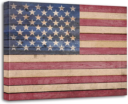 Berlun American Flag Wall Decor - Vintage Patriotic Canvas Wall Art for Home, Office, or Outdoor - USA Flag Wall Hanging for Independence Day, 4th of July, Memorial Day -AL-11 ﻿ ﻿