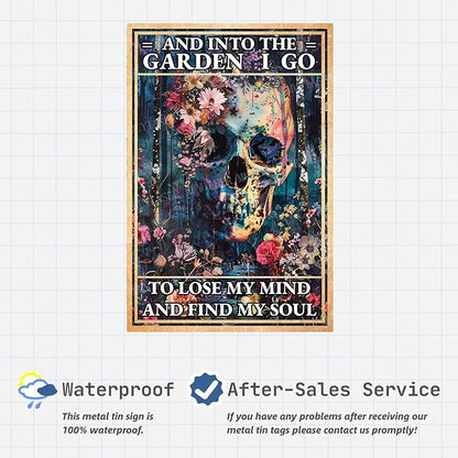 Metal Signs Garden I Go To Lose My Mind And Find My Soul Sign Vintage Signs Retro Aluminum Tin Sign for Garden Kitchen Office Home Bar Cafe Decor 8x12 Inch