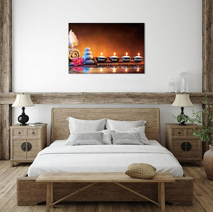 Lotus Flower Wall Art Inspirational Canvas Prints Yoga Quotes Poster Positive Relax Prints Pictures for Zen Office Wall Decor Framed Artwork Ready to Hang (12.00" x 16.00")