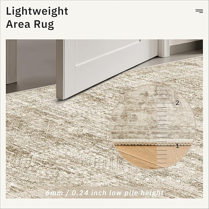 Soalmost Runner Rug 2'x10' Washable Non-Slip Runner Rugs for Kitchen Bathroom Laundry Room Brown Vintage Floor Carpet Runners for Hallway Entryway