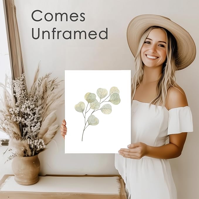 Botanical Prints Wall Art - Eucalyptus Leave - (Set of 6) Art Print - 11x14 (Unframed) | Refresh Your Space with Nature's Elegance | Elevate Your Room Decor with Timeless Greenery| Home Decor