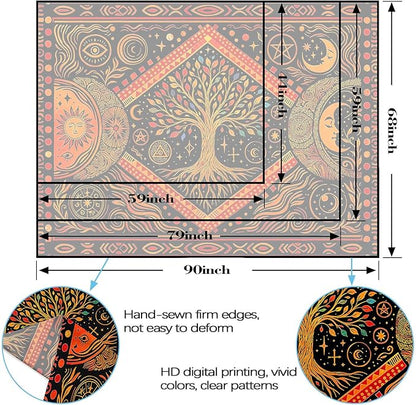Lunerfex Tree of Life Sun Moon Stars Wall Tapestry, Cosmic Harmony Symbol Tapestries for Home Decor, Mystical Tapestry 80x60 Inch
