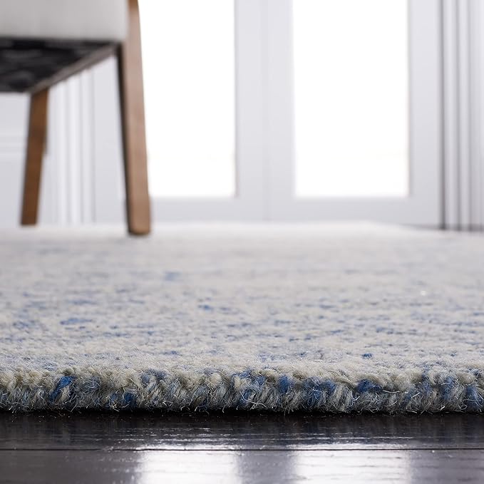 SAFAVIEH Metro Collection Area Rug - 4' Round, Blue & Ivory, Handmade Wool, Ideal for Living Room, Bedroom, Dining Space (MET998M)