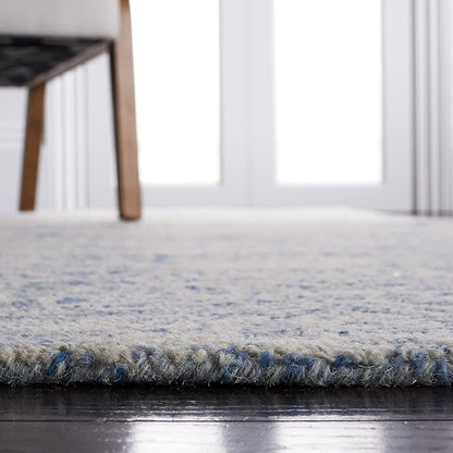 SAFAVIEH Metro Collection Area Rug - 4' Round, Blue & Ivory, Handmade Wool, Ideal for Living Room, Bedroom, Dining Space (MET998M)