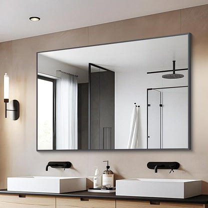DESBING Black Bathroom Mirror for Wall, 30x40 Inch Rectangle Mirrors with Metal Frame, Modern Vanity Wall Mirror Decor for Entryway Hangs, Bathroom, Living Room Horizontal or Vertical
