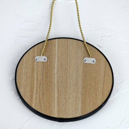 Round Wall Mirror Door Mirror PVC Plastic Frame (Black, 8.66 inch)