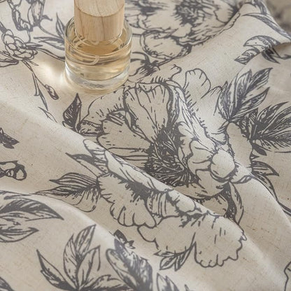 Taupe Floral Curtains for Living Room 108 Inches Long 2 Panels French Country Romantic Peony Patterned Vintage Farmhouse Linen Curtains Grommet Retro Window Treatments,50" W X 108" L
