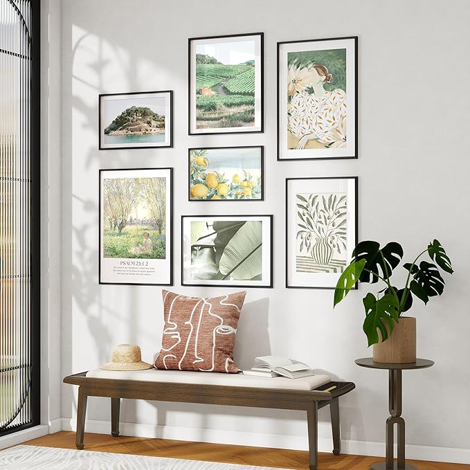 Fun Memories Black Picture Frame 12x18, 12 x 18 Aluminum Photo Frames for Wall, Metal 12x18 Frame Matted to 8.5x11, 12 by 18 Poster Frame with Tempered Real Glass, Modern Wall Gallery Frame Sets