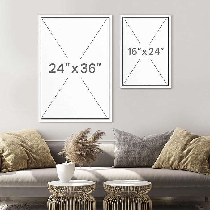 SIGNLEADER Framed Canvas Print Wall Art Set Minimalist Black and White Geometric Abstract Pattern and Line Illustrations Boho Decorative for Living Room, Bedroom, Office - 16"x24"x3 WHITE