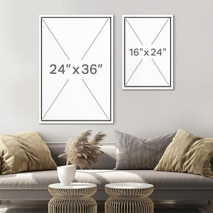 SIGNLEADER Framed Canvas Print Wall Art Set Soft Earth Tone Minimal Landscape Illustrations Minimal Decorative Bohemian for Living Room, Bedroom, Office - 16"x24"x3 White