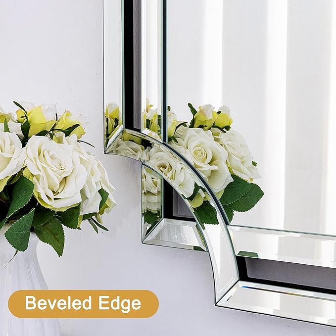 Chende Large Full Length Mirror for Wall, 59"x30" Large Decorative Mirror with Beveled Scalloped Corner, Modern Elegant Home Decor for Bedroom Living Room Bathroom Dressing Room Entryway Hallway