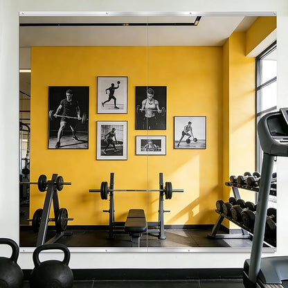 Home Gym Mirror for Wall, 54x30x2PCS, Full Length Workout Mirror, Large Frameless Tempered Glass Full Body Mirrors for Home Gym Yoga Fitness Garage Dance Studio, Black Color