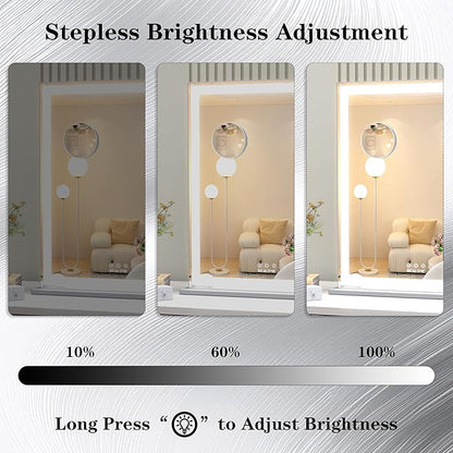 ANYHI Makeup Mirror with Lights, 24"x20.5" Lighted Vanity Mirror with 10X Magnifying, 3 Color Modes, Dimmable, Smart Touch Control, Memory Function, USB Charging Port, Tabletop/Wall Mount, Silver