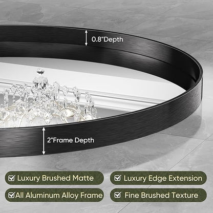 Suidia 2-Pack 30" x 30" Bathroom Mirror, Bathroom Vanity Mirror Metal Framed, Wall-Mounted Mirrors for Bedroom, Living Room, Entryway, Hallway, Black, Round Style