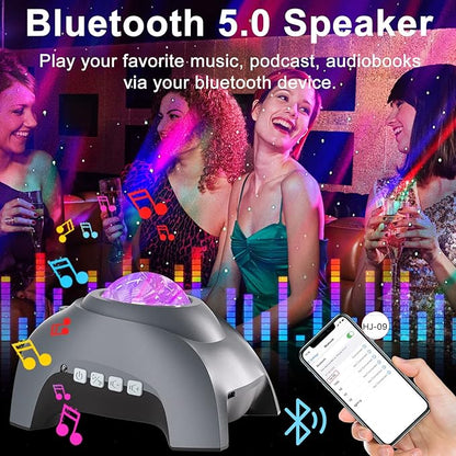CIMELR Star Projector, Northern Galaxy Aurora Lights Projector with 33 Light Effects Bluetooth Speaker & White Noise, Remote Control Night Light for Bedroom, Room Decor, Gift for Kids Adults (Grey)