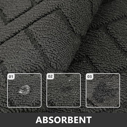 hicorfe Kitchen Runner Rugs and Mats Sets,2 Pieces Absorbent Non-Slip Kitchen Rug,Comfort Kitchen Mat for Floor,Washable for Kitchen,Hallway,Office,Sink,Laundry(20"x59"+20"x32",Charcoal)