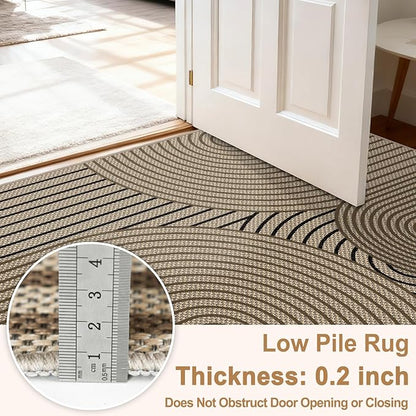 Easy Jute Rugs for Entryway, 3' x 5' Indoor Outdoor Rug, Washable Ultra-Thin Non-Slip Area Rug for Foyer, Backdoor, Living Room, Kitchen, Bedroom, Balcony