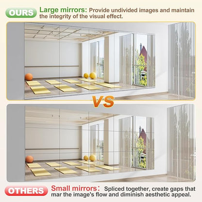 Hasipu Home Gym Mirror 79" L x 36" W - 2PCS Large Full Body Mirror for Yoga, Fitness, Garage, Dance Studio, Wall-Mounted, 0.16in Tempered Glass Frameless