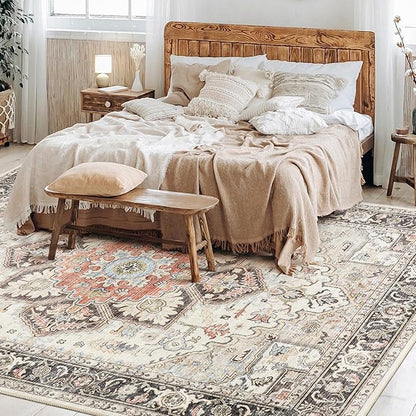 Area Rug 10x14 for Living Room, Medallion Printed Ultra-Thin Soft Large Carpet, Oriental Non Slip Big Washable Fade Stain Resistant Rugs for Bedroom Dining Room Home Office Decor