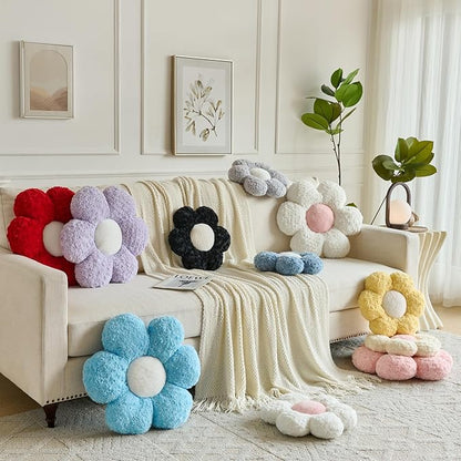 Flower Pillows, Decorative Throw Pillow with Soft Plush for Couch, Flower Shaped Pillow Home Decor Daisy Pillow for Bed (Pink, 19.6 Inches)