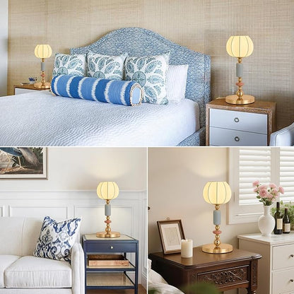 Modern Imitated Silk Table Lamp Plug in Metal Base Desk Light with Plug Cord Switch for Bedroom Bedside Living Room