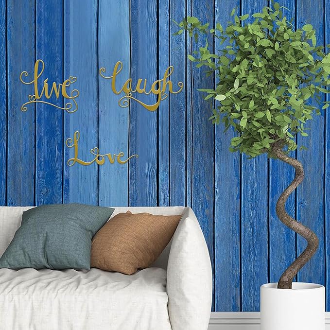 ESTART 3 Pieces Gold Metal Letter Sign Decor 'Live Laugh Love' WordArt Wall Art Decor for Home Indoor Outdoor Bedroom Living room Bathroom and Office (Gold)